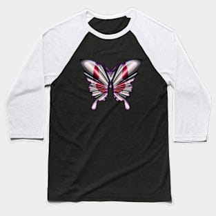 Steel Butterfly in Metallic Silver Baseball T-Shirt